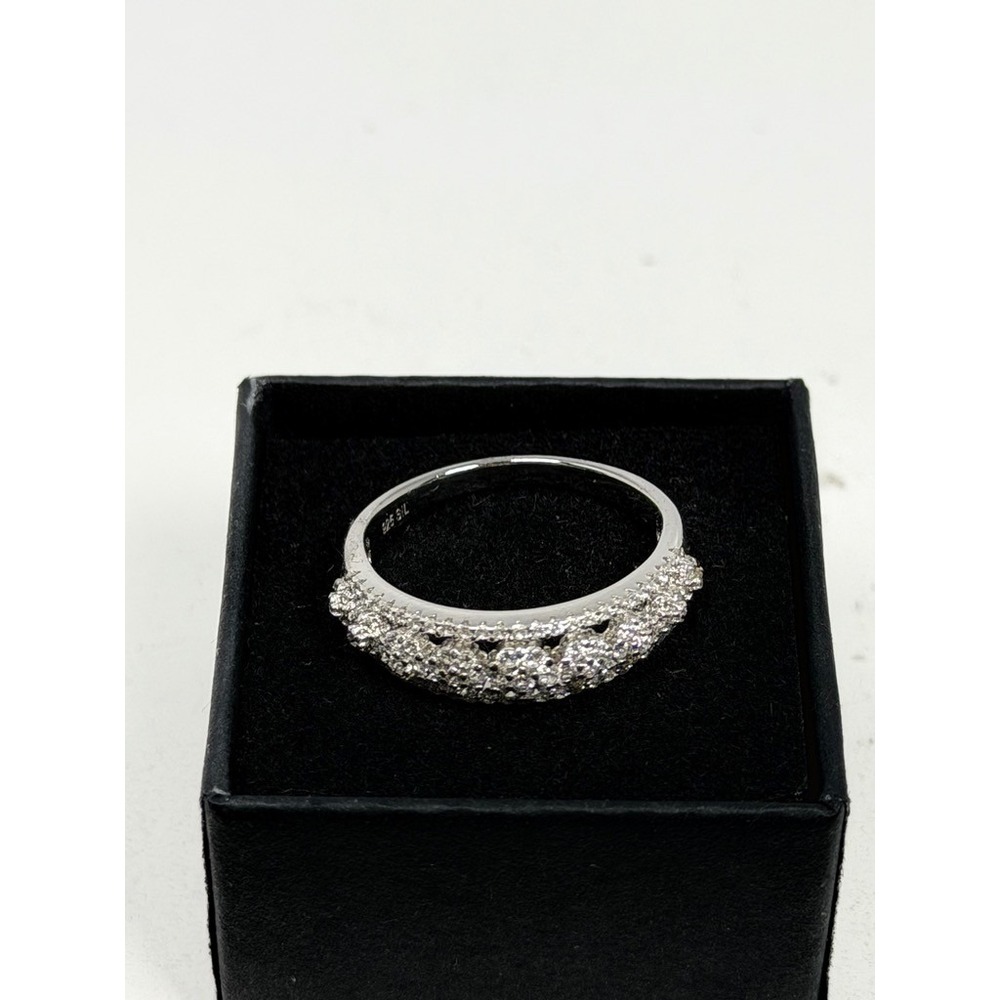 925 Sterling Silver Cubic Zirconia Pave Band Ring Size 8 SIL